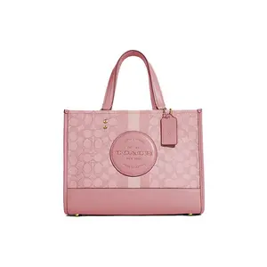 COACH Dempsey 30 Logo Print Fabric And Leather Tote Bag For Women In Pink