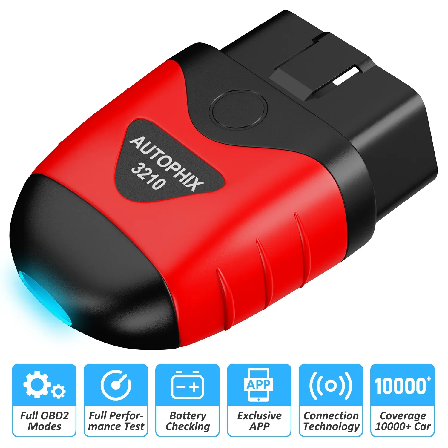 AUTOPHIX 3210 Bluetooth OBD2 Car Scanner - Compact OBD2 Standard Automotive Tester for Cars, Check Engine Code Reader, Built-in Warning Settings, Exclusive App, Battery Check
