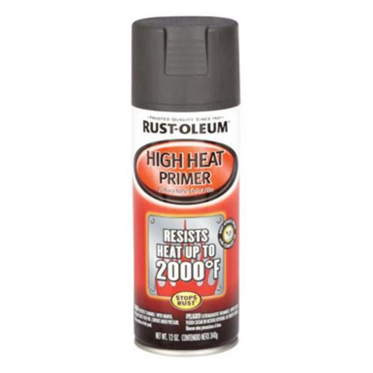 Rust-Oleum 1507292 12oz Automotive High Heat Primer - Dark Gray Aerosol Can, Heat Resistant Rust Resistant Metal Prep, Smooth Coat Spray for DIY Car Care