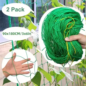 2/4pcs Sturdy Garden Trellis Netting Climbing Plant Support Net Featuring a Mesh Grid, Offers Support for Climbing Vegetation, 3X6Ft (90Cm X 180Cm) to Set Up with Yellow Straps, Netting for Garden Plant Assistance for Vines, Cucumbers, Planting