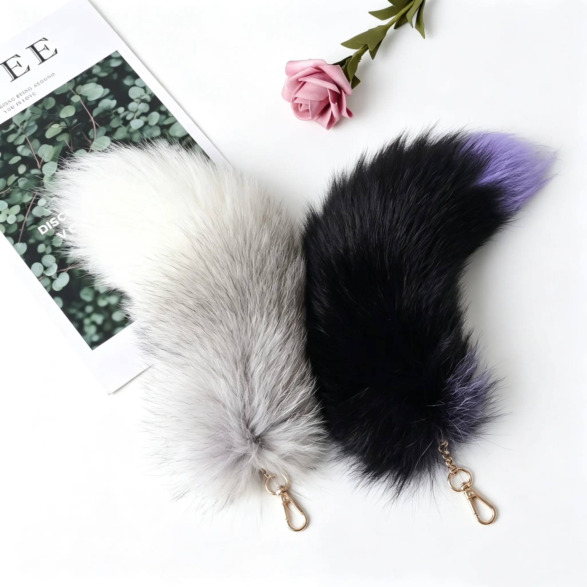 Kawaii Faux Fur Fox Tail Bag Charm, 40cm Long Anime Accessory for Gothic Cosplay, Raves & Festivals, Kawaii Accessories, Keychain Attachment, Graduation, Fluffy, Cute Collectibles