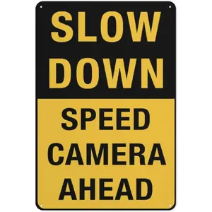 Slow Down - Speed Camera Ahead Sign Safe Sign, Signs Outdoor, 12 X 8 In, Sign For Home, Business, Driveway Alert