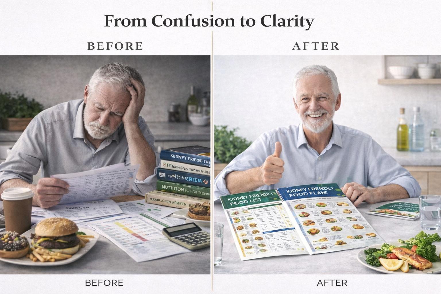 Kidney Health Simplified Low Sodium & Potassium Diet Plan Charts for CKD Easy-to-Understand Foods to Eat & Avoid Guide for Home Kitchen Meal Prep