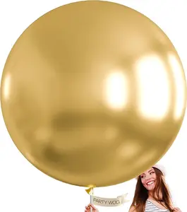 PartyWoo Metallic Gold Balloons 4pcs 36 Inch Extra Large Big Jumbo Giant Chrome Gold Latex Helium Balloons for Graduation Baby Shower Birthday Bachelorette New Year Party Decorations Gold-G101
