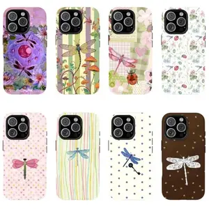 Vintage Aesthetic Dragonfly Phone Case,phone Case Suitable for Iphone 11/12/13/14/15/16/17 Pro Promax Plus, Vintage Patchwork Flower Case, Purple Lotus Fairycore, Fairycore Nature - Aesthetic Purple Flower Phone Cover, Girly Flower Tough Case, Waterproof
