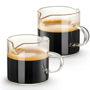Espresso Cup, Clear Glass Coffee Cup with Handle, Coffee Making Tool for Home Office Use, Kitchen Accessories, Glass Cups