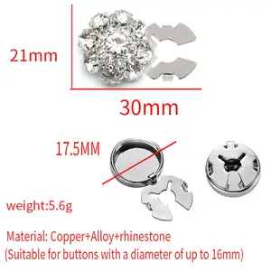 New Rhinestone Button Covers Crystal Alloy Copper Flower Buttons
