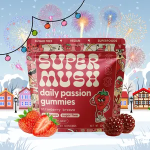 SuperMush Daily Passion Gummies 28 Count | Strawberry Breeze Flavor | Sugar-Free | USA Made Mushroom Supplement with Cordyceps, Reishi, Maca & Ashwagandha | For Mood, Vitality & Passion Support | Non-GMO Vegan Gluten-Free Dietary Supplement