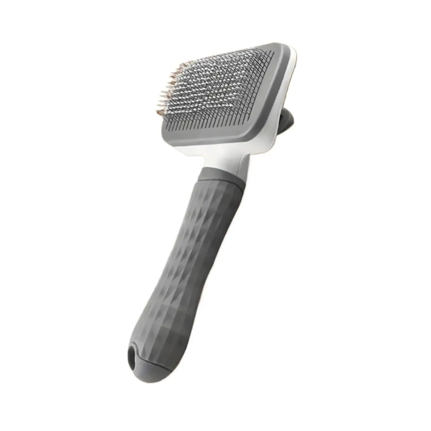 Gray Brush, Self Cleaning Slicker Brush for Pets Shedding | 1 Click Clean,Lightweight,Massaging Particles,Soft Non-slip Handles,For All Furry Animls