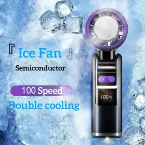 3-in-1 Handheld Turbo Fan with 4000mAh Battery,Type-C Rechargeable,4-Speed Powerful wind force&Semiconductor Cooling-LED Flashlight,Foldable,Beautiful design,Portable Wearable Neck/Desk High-speed Fan for Travel, Outdoor,Home,Office,Outdoor Cooling,Gift
