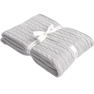 NTBAY Cotton Soft Cable Knit Blanket - Soft and Cozy Design, Ideal for Cuddling and Comfort