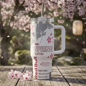 The Energy Drink Inspired 40oz Tumbler With Handle, Iced Vanilla Wild Berries Style Insulated Travel Cup With Straw