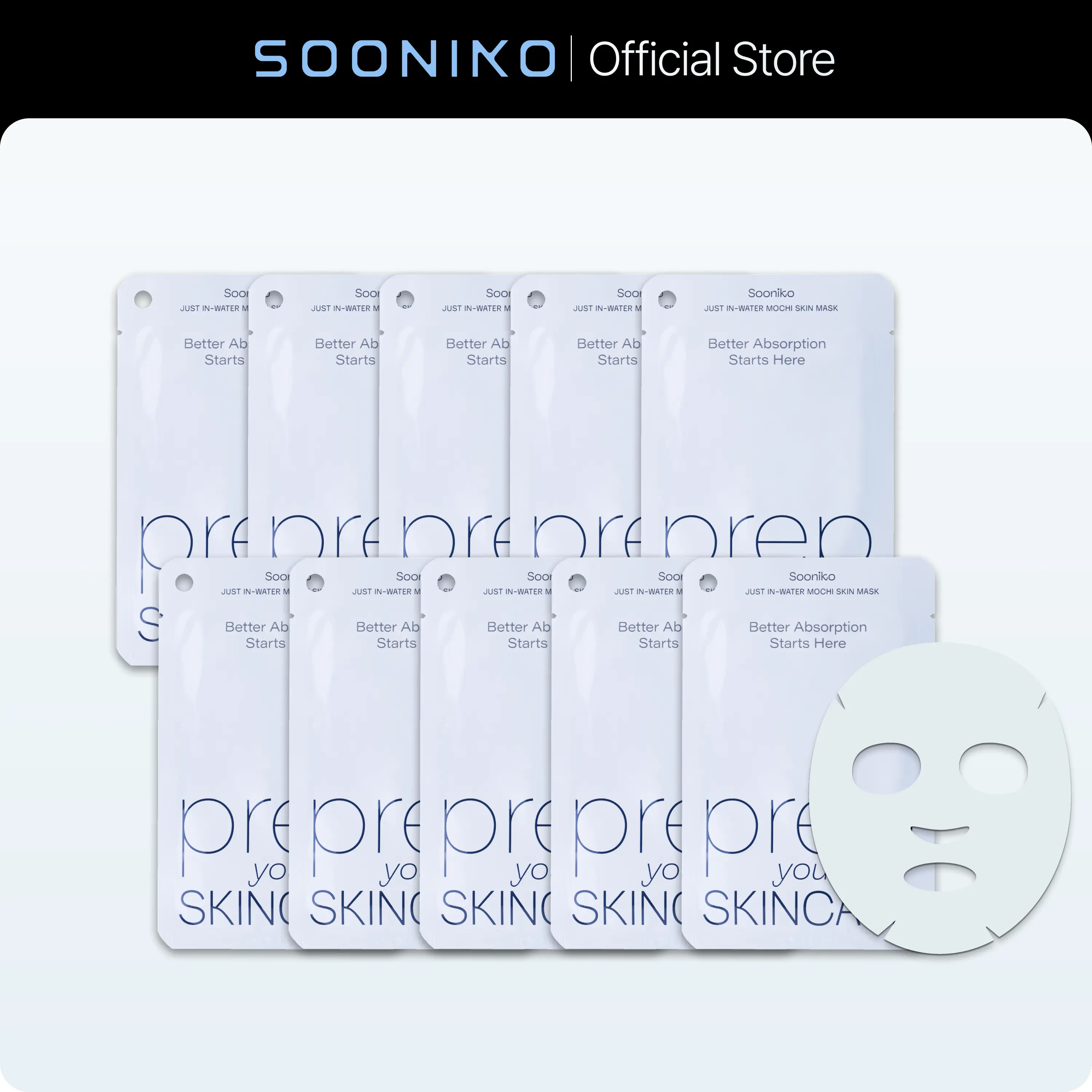 SOONIKO Rebalance Prep Mask for Skin Barrier (1BOX/10EA) | Korean Derma Hydration, Replenish & Repair | Korean Daily Absorption Sheet-Mask. Non-sticky, Calming for Oily & Sensitive Skin
