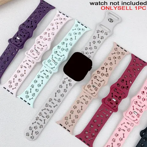 Cute Dog Paw Pattern Silicone Watch Band, Fashionable Watch Band for Women & Men, Wearable Tech Accessories Compatible with Apple Watch Series, Smart Watch Straps, Smartwatch Accessories (Band Only)