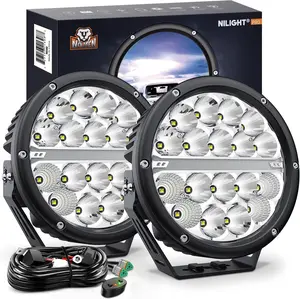 Nilight 7 Inch Round LED Offroad Driving Lights with DRL 2PCS 90W 9850LM IP68 Spot Flood Combo Work Light with 12AWG DT Connector Wiring Harness Kit for 4x4 Truck ATV UTV SUV  dealsforyoudays