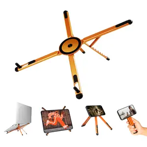 Adjustable Laptop Desk Stand, Foldable Aluminum Alloy Magnetic Base, Ventilated Cooling Riser, Ergonomic Holder for Laptops, Tablets, Phones for Home Office Use