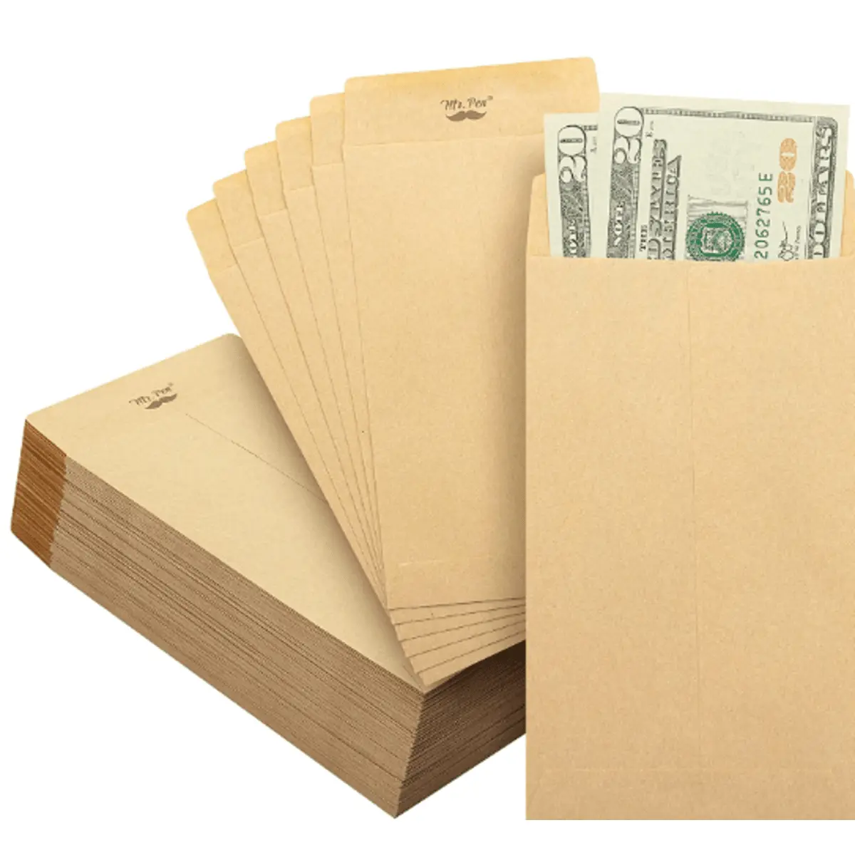 100 Pack Self Adhesive Cash Envelopes for Money Saving Challenge - 6.5" x 3.5", Perfect for Money Saving Challenge and Budgeting