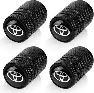 Tire Valve Stem Caps for Toyota, Corolla, RAV4, Highlander Metal Car Wheel Air caps Auto Valve Stem Caps Accessories 4 Pcs Black