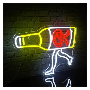 Sign Illuminated Human Beer Neon Sign Funny LED Light For Wall Decor Night Lamp For Bar Cheers Club Restaurant Birthday Party 37.9cm×28cm Sign Illuminated
