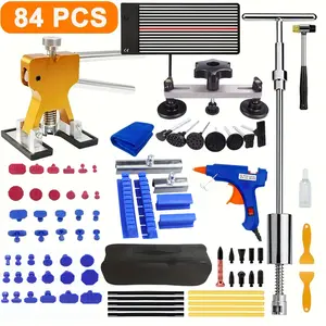 84pcs Universal Car Dent Puller Repair Kit,Professional Car Dent Repair Tools   with bridge Type Puller, Long T-Type Puller,Auto Paintless Body Dent Removal Remover Kits Dent Puller for Cars repair tool kit