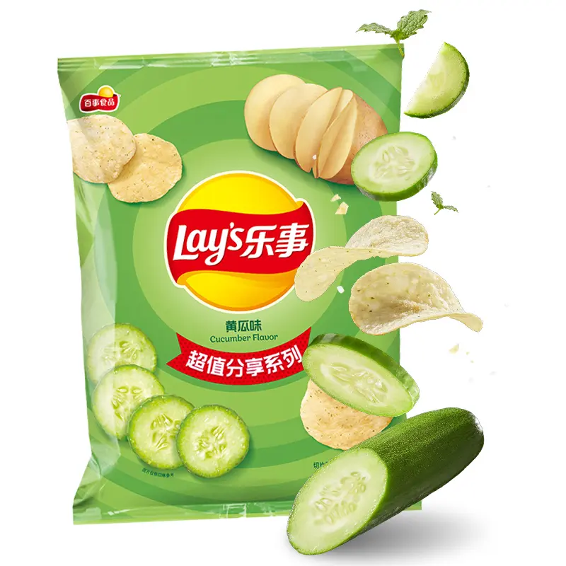 Lay's Crunchy Cucumber Flavor Fried Potato Chips, 70g Real Potato Snacks, Contains MSG-Sugar-Salt, Room-Temperature Shelf-Stable, Imported from China Lay's Crunchy Cucumber Flavor Fried Potato Chips, 70g Real Potato Snacks, Contains MSG-Sugar-Salt, Room-Temperature Shelf-Stable, Imported from China