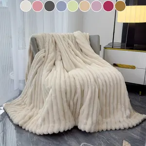 Solid Color Double-sided Plush Blanket, Soft Skin-friendly Warm Throw Blanket, Multifunctional Blanket for Home Office Camping Car Travel