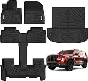 YITAMOTOR Floor Mats for 2020-2025 Hyundai Palisade w/ Bucket Seats 7 Passenger, Rear Trunk Mat with Backrest Mat Floor Mat Replacement for Palisade Accessories TPE All Weather Floor Mats