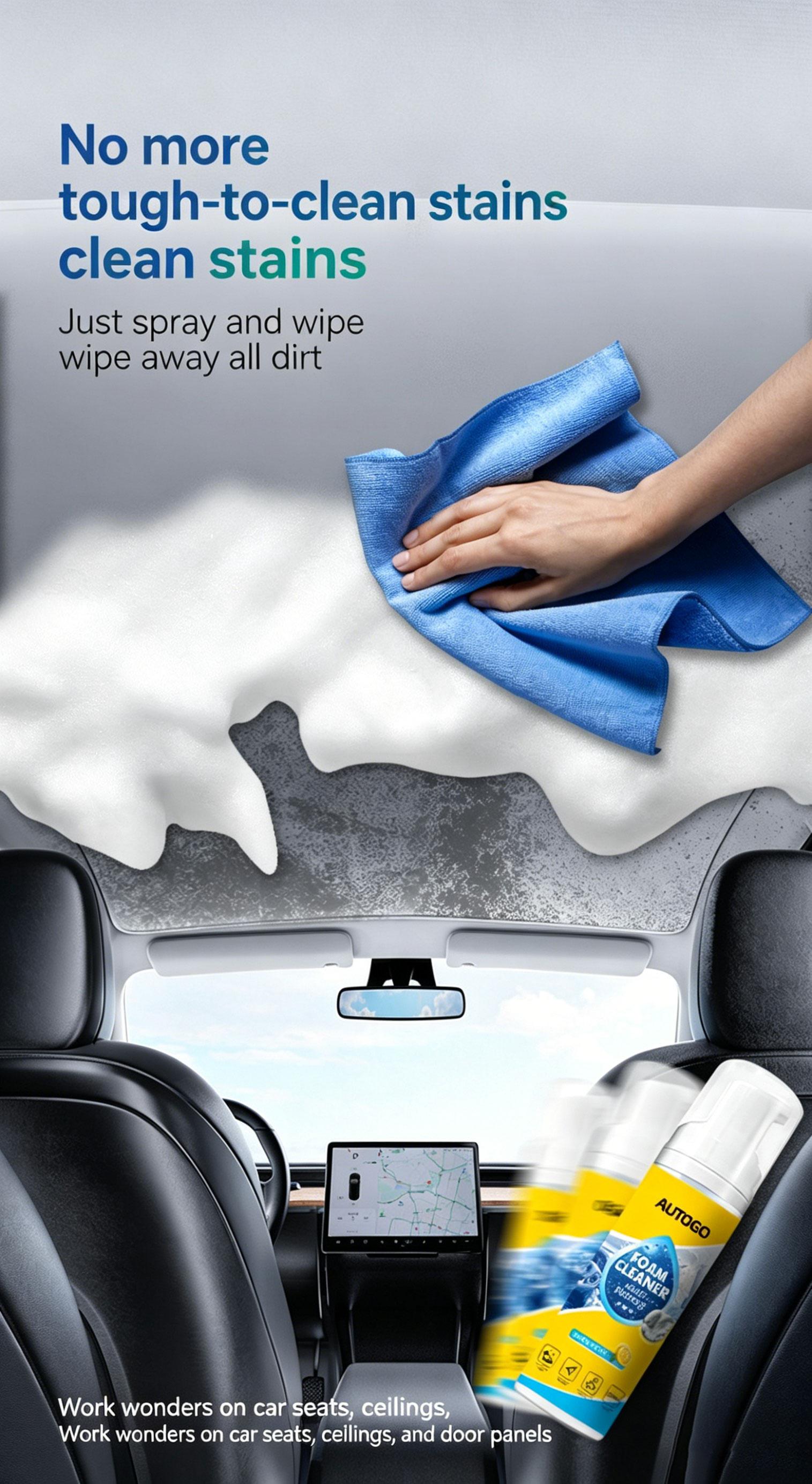 Stop Scrubbing! Foam Cleaner: Deep Stain Removal for Car Interior & Home Furniture. Safe on Plastic, Fabric & Upholstery(150ml) Stop Scrubbing! Foam Cleaner: Deep Stain Removal for Car Interior & Home Furniture. Safe on Plastic, Fabric & Upholstery(150ml)
