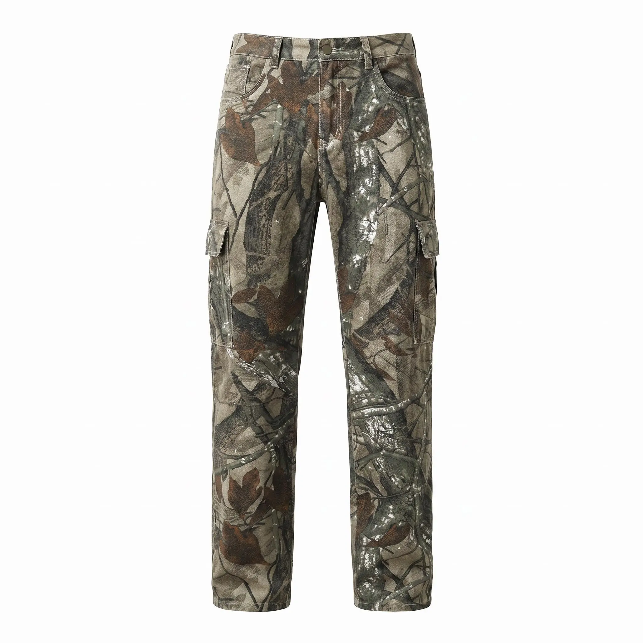 Camouflage Hunting Pants with Multiple Pockets and Adjustable Waist for Outdoor Activities
