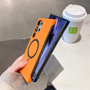 Luxury For Magsafe Thin PC Matte Frameless Phone Case For Samsung S24 S25 Ultra Edge S23 FE S22 S21 S20 S10 S9 Plus Back Cover Cash Cellphone Shockproof Protective Casing