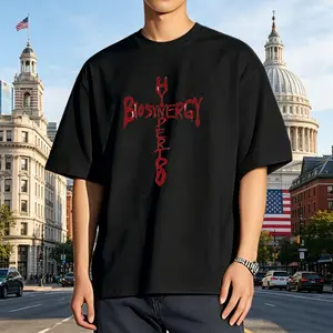 Biosynergy Hyperb Red Drip Cross T-Shirt, Gothic Dark Aesthetic Streetwear Tee, Men's Edgy Oversized Black Cross Graphic Shirt
