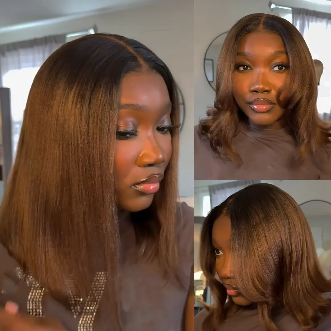 【NEW】Nadula Black To Chestnut Brown Bob Wig 180% Density 7x5 13x4 Lace Yaki Straight Bounce Loose Wave Glueless for Beginners Summervibes TikTokShopStockUp