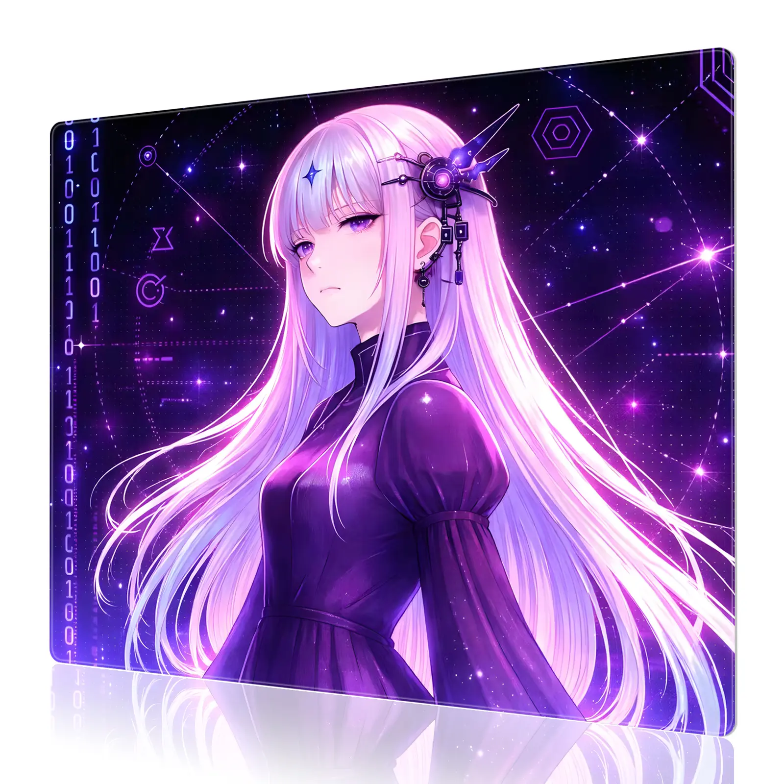 GOGOSOLO Minimalist UV Reactive Fluorescent Tempered Glass Gaming Mousepad - High Clarity Hard Smooth Surface, Precise Glide, UV Glow Under Black Light, Non-Slip Base, Waterproof Easy Clean, Multiple Sizes, Esports Computer Mouse Pad for Gamers