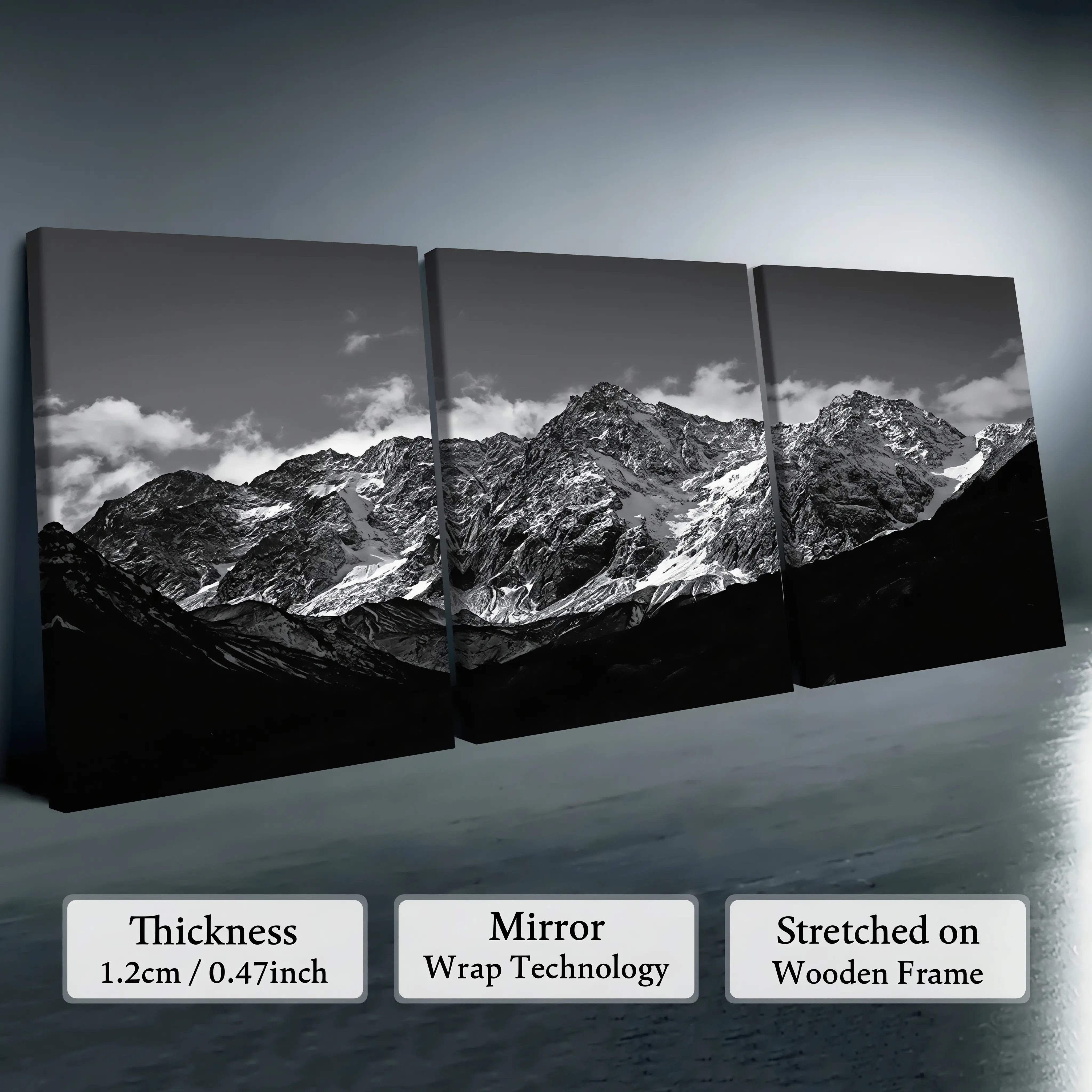 3 PCS Unframed Canvas Wall Art Set - Natural Landscape & Waterproof Geometric Abstract Prints, HD Printing, Artistic Home Decor, None-Frame Design, Ideal Housewarming Gift for Living Room, Natural Scene