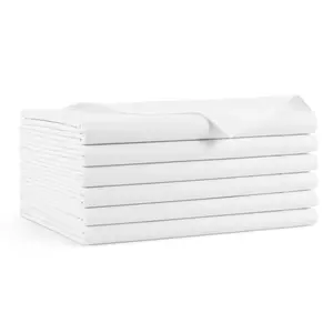 Host & Home Cotton Sateen Flat Sheets, 300 Thread Count, White, Color-Coded Hem, Size Options - Twin, Full, Queen, King - Pack of 6 or Case of 24