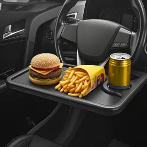 Car Steering Wheel Desk – Multipurpose Travel Tray for Laptop, Food & Work | Portable Car Table for Eating & Working | Universal Fit (Black)