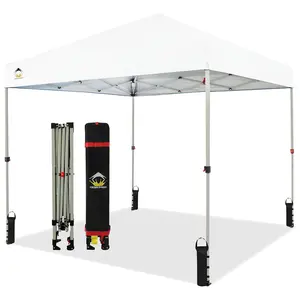 CROWN SHADES 8x8 Pop Up Canopy, Patented Center Lock One Push Instant Popup Outdoor Canopy Tent, Newly Designed Storage Bag, 8 Stakes, 4 Ropes, Silver-Coated cartent
