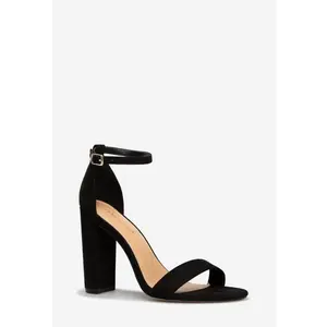 JUSTFAB Women's 4-in Classic Heel Sandals - Wide Adjustable Buckle Strap, Open Toe Footwear, Heels Shoes for Women, Ideal for Party, Daily Use