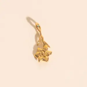 March Daffodil Birth Flower Necklace Charm