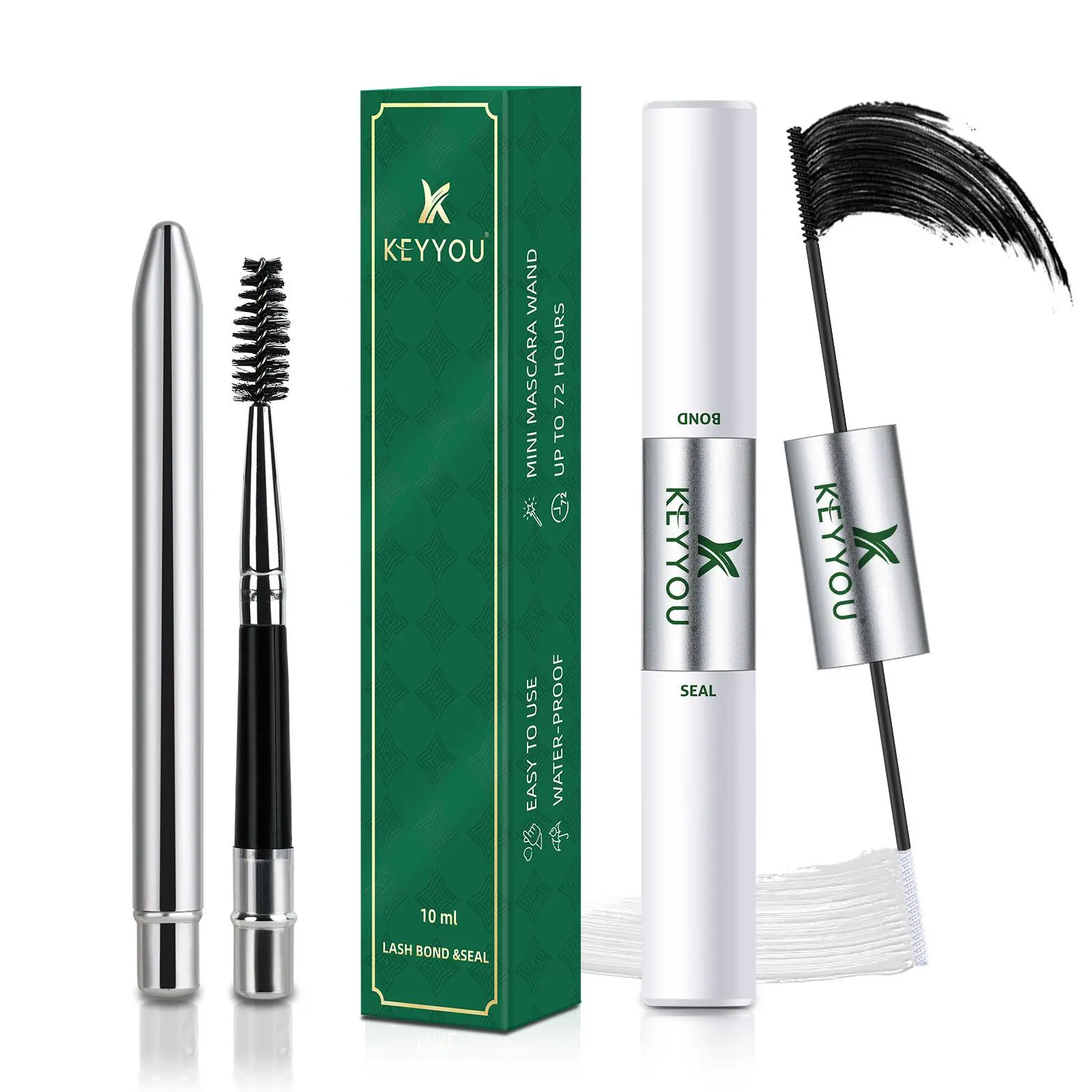 Eyelash Bond & Seal & Brush Set, 2 Counts/set Long Lasting Eyelash Glue & Brush, Professional Eye Makeup Tool for Women & Girls