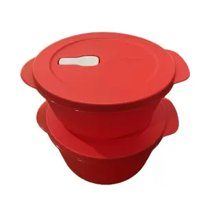 Red Containers Set of 2 & Same Color Lid with White Opening Valve Kitchen Utensils