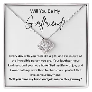 "Will You Be My Girlfriend?" Gift-Love knot neacklace-Girlfriend Proposal Gift