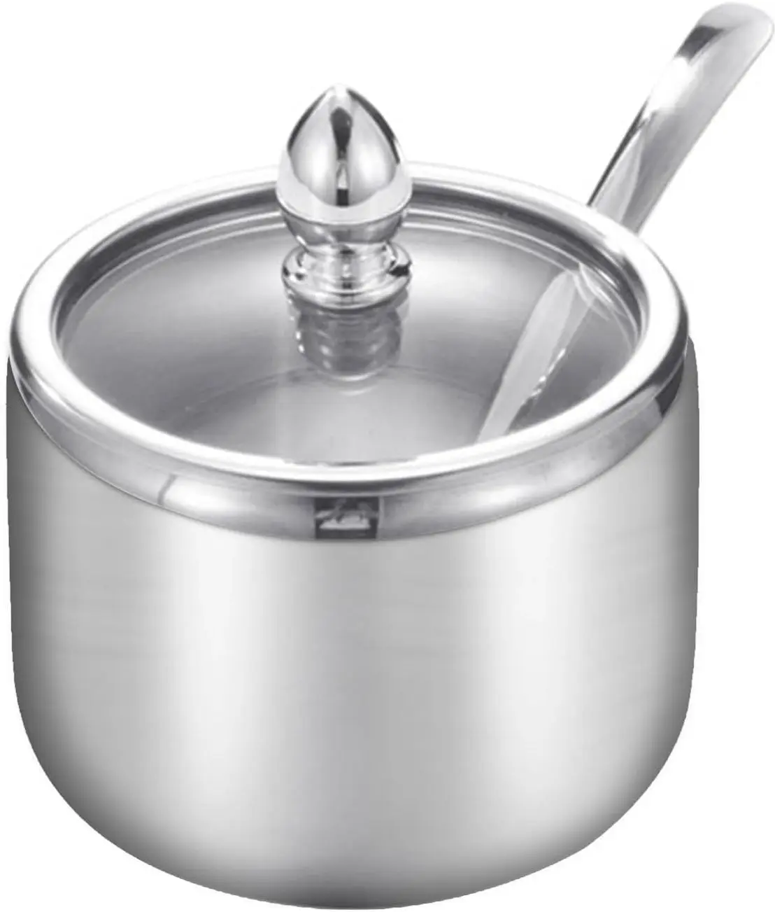 Kitchen Stainless Steel Spice Jars Seasoning Box with Spoons, Seasoning Containers Bottles with Stainless Steel & Clear Glass
