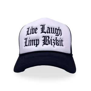 Live Laugh Limp Bizkit Custom Embroidered White/Black Mesh Hat