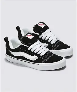 Vans Knu Skool Black & White Skate Shoes for Men - Low-Profile Suede Trainers with Puffy Tongue and Collar - Boy, Sneaker