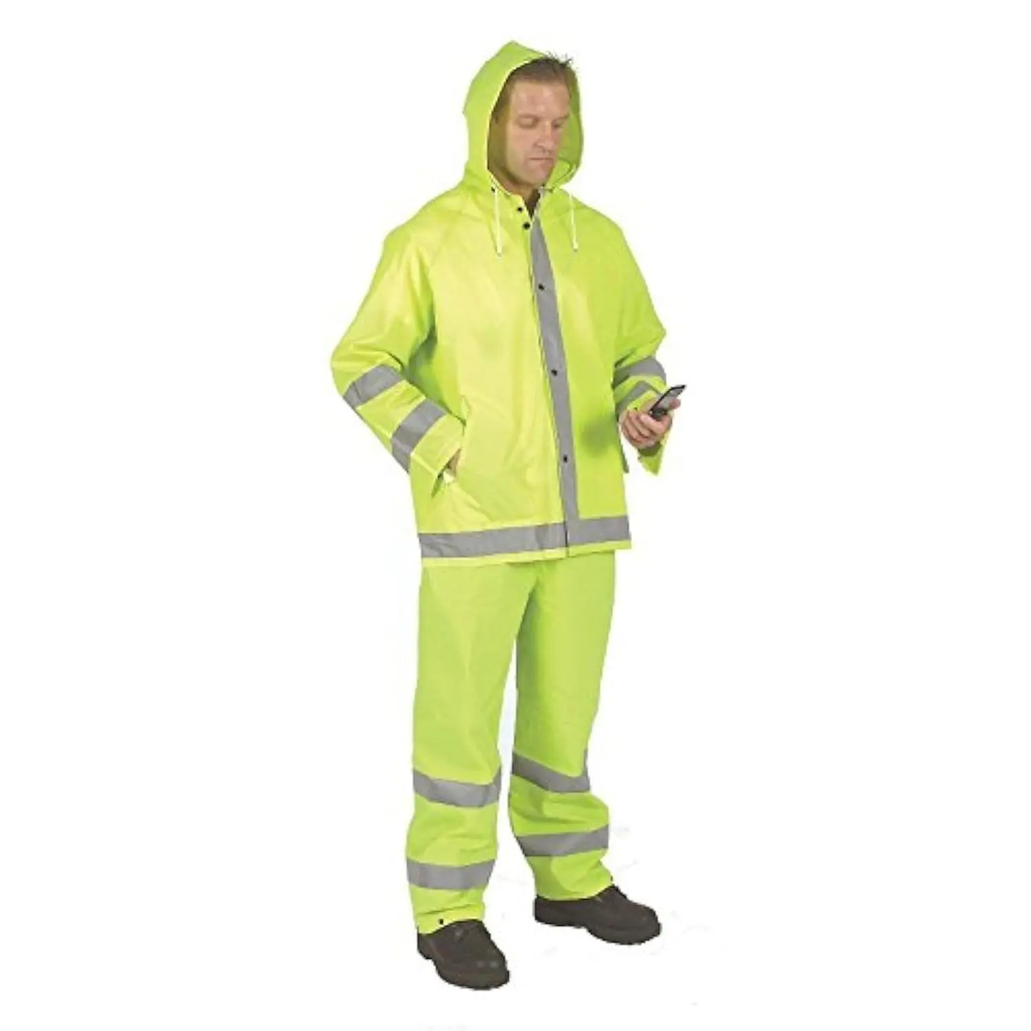 Repel Rainwear Reflective PVC Rain Suit .35mm Lime 8000975, Large (8000975-XXXL)