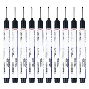 10Pcs Long-Point Deep Hole Marker Pens, Quick-Drying Waterproof Long-Point Marker Pens, Permanent Woodworking Ink Pens, 20Mm Depth Construction Marking Tools, Suitable For Office And Home, Household Markers, Construction Sites, Woodworking.