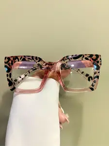 Trendy Leopard/Striped Pattern Eyeglasses, Fashionable Anti-blue Light Eyeglasses for Women & Men, Fashion Eyeglasses for Daily Wear, Square Frame Eyewear, Stylish Square Frames