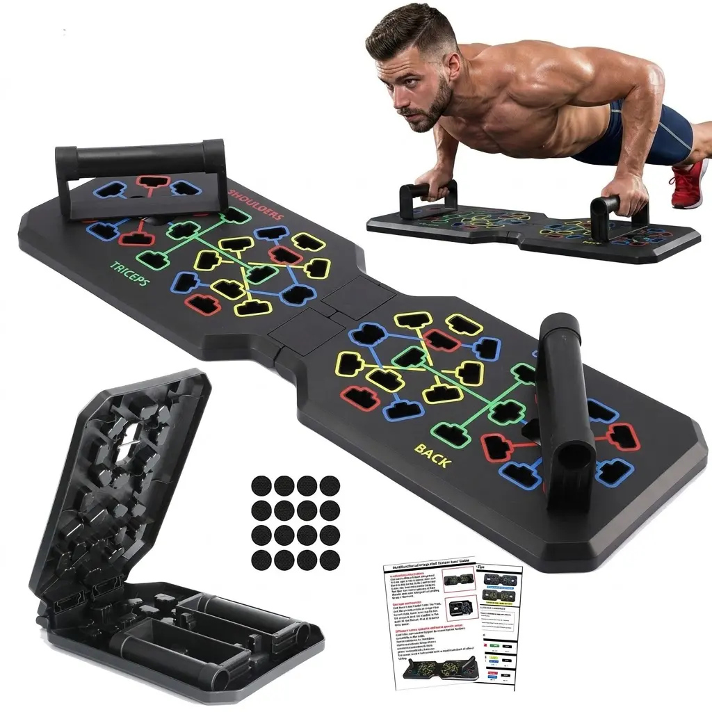 15-in-1 Push Up Board, Adjustable Foldable Push-Up Training Board with Multiple Hand Positions for Home Gym Workouts, Portable Fitness Equipment for Men & Women