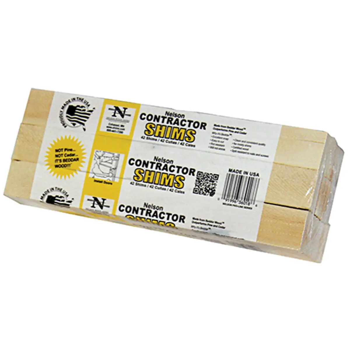 Nelson Beddar Shims, 12 in. Split-Resistant Woodworking Tools with a Feathered Tip, Clean and Consistent Quality, 100% Usable Bundle, 42 Per Pack